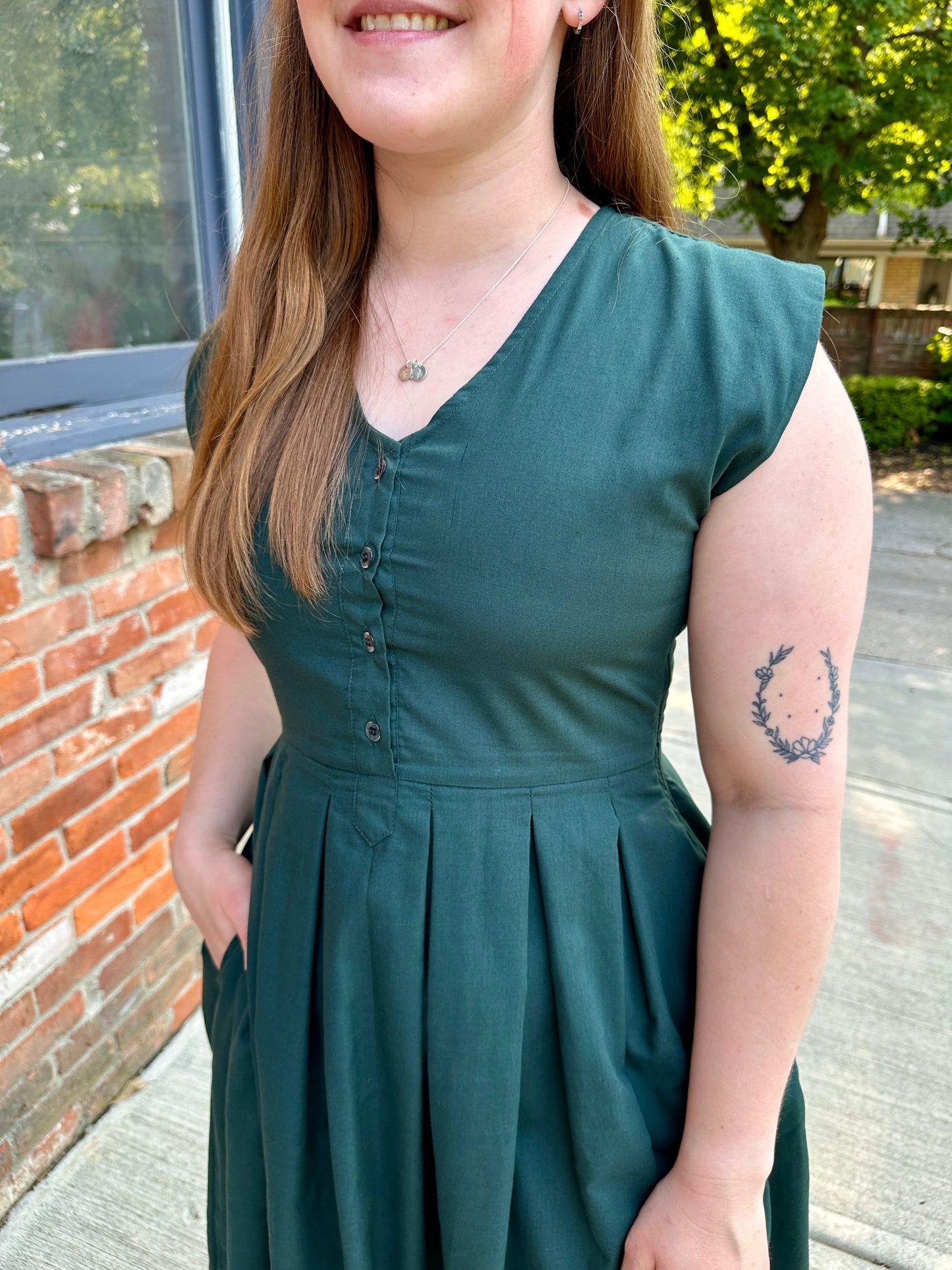 Jewel Button-Front Midi Dress
