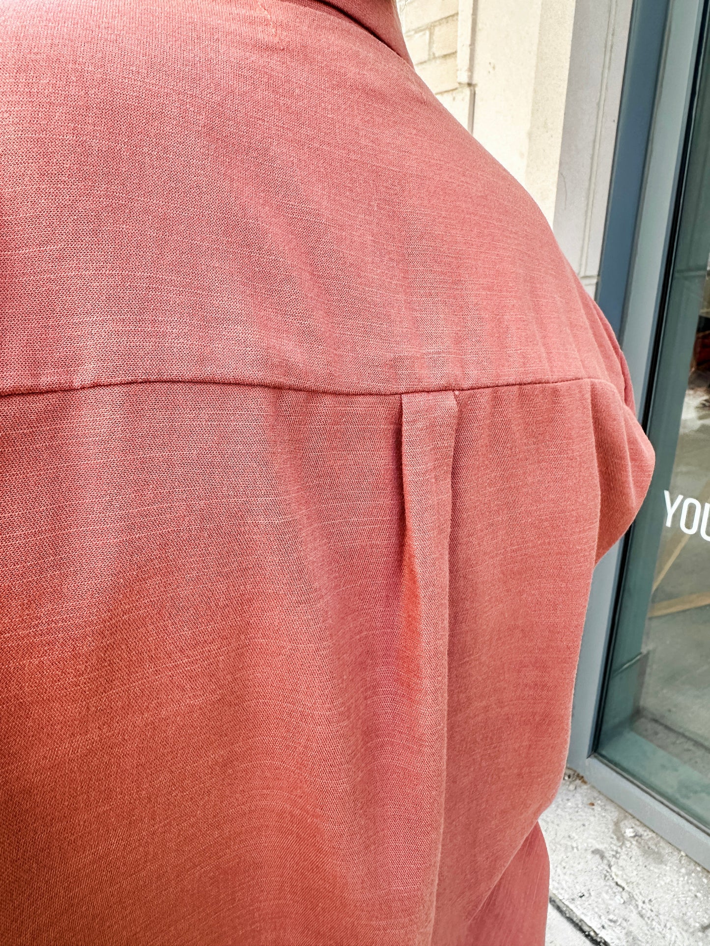 Open Collar V-Neck Button-up Blouse