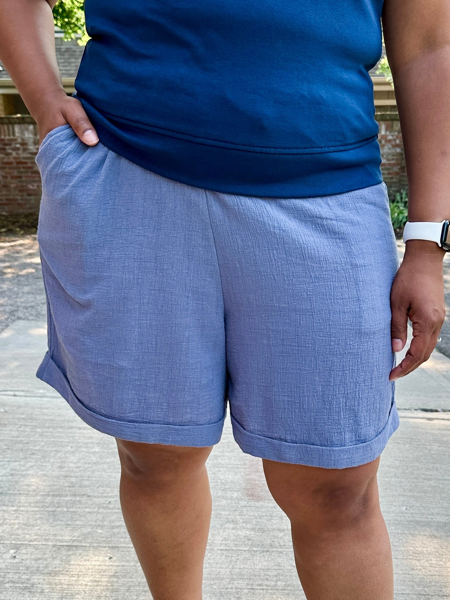 Crinkle Cotton Gauze Pull-On Short