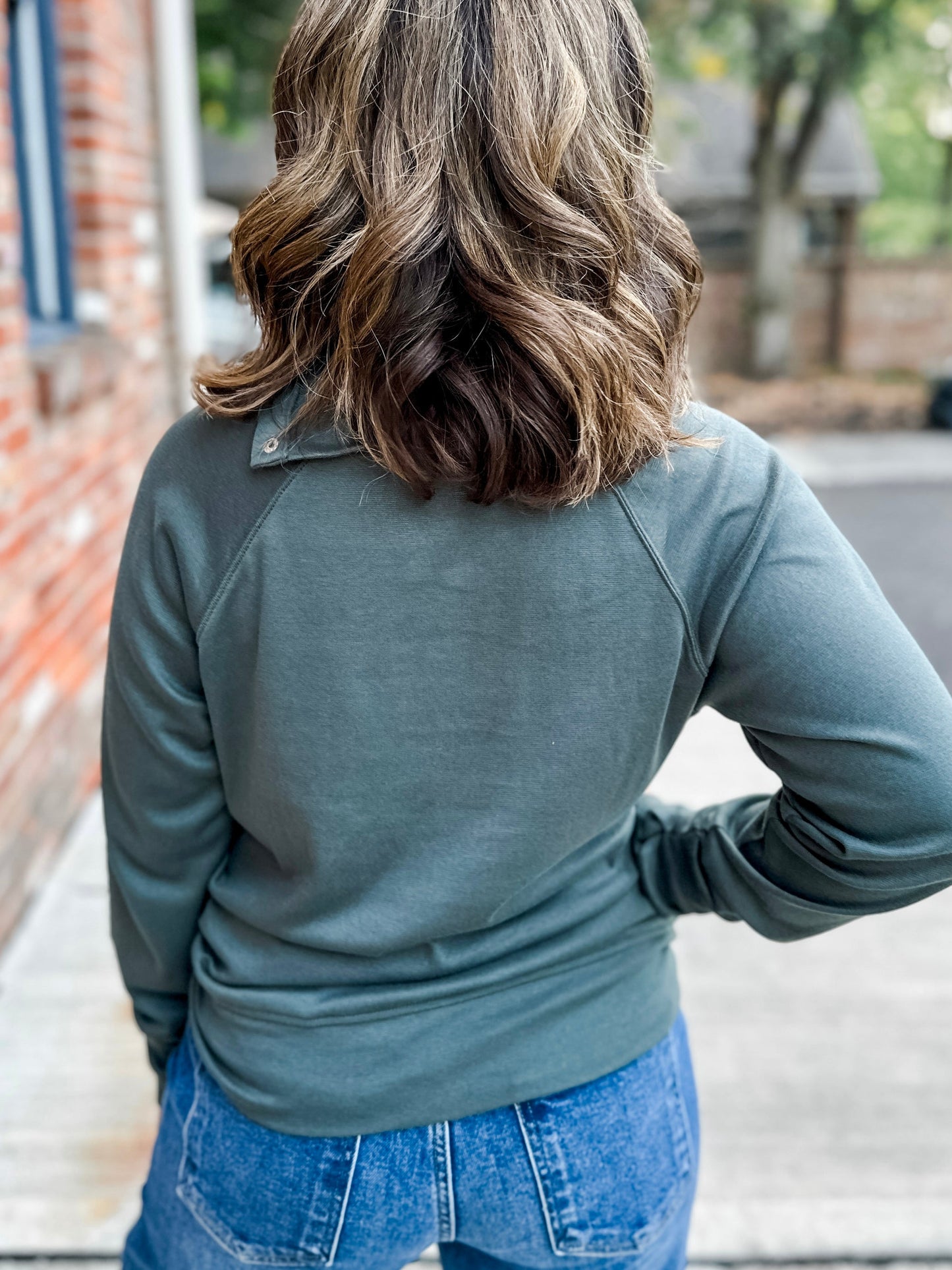 Fold Over Snap Mock Neck