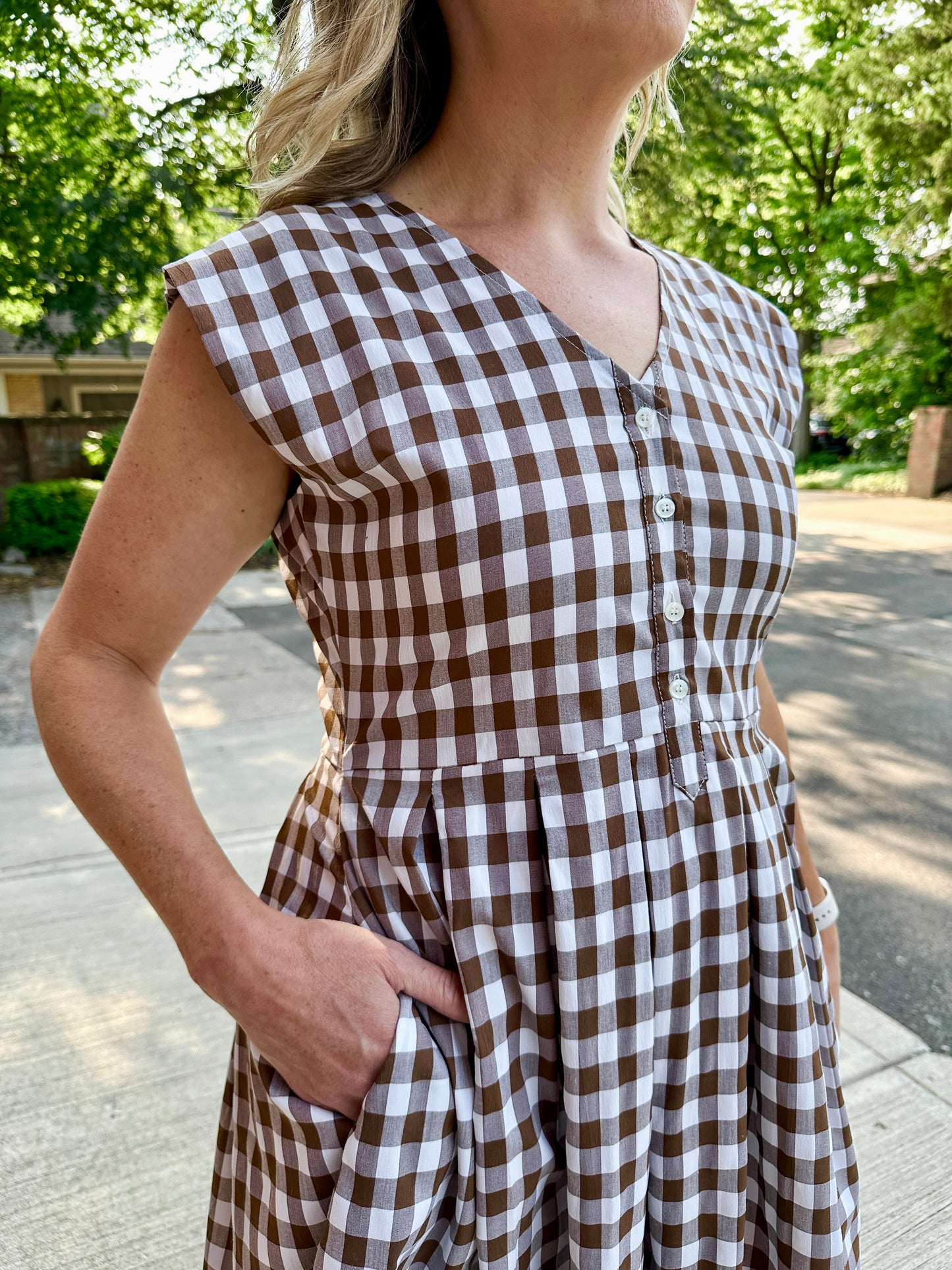 Jewel Button-Front Midi Dress