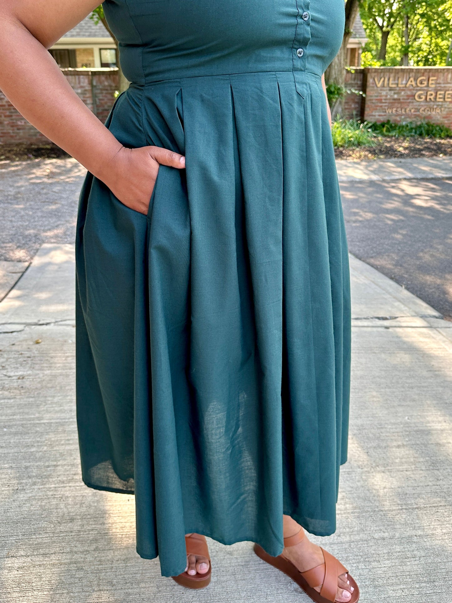 Jewel Button-Front Midi Dress
