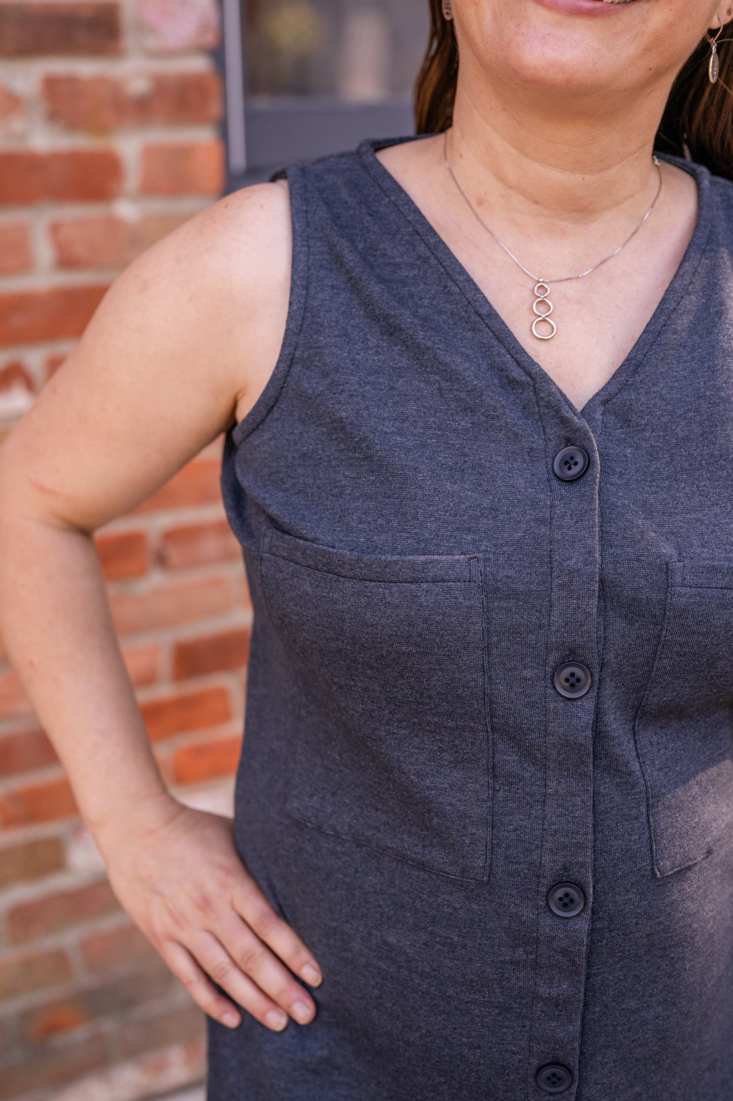 Annie Button-Front Dress