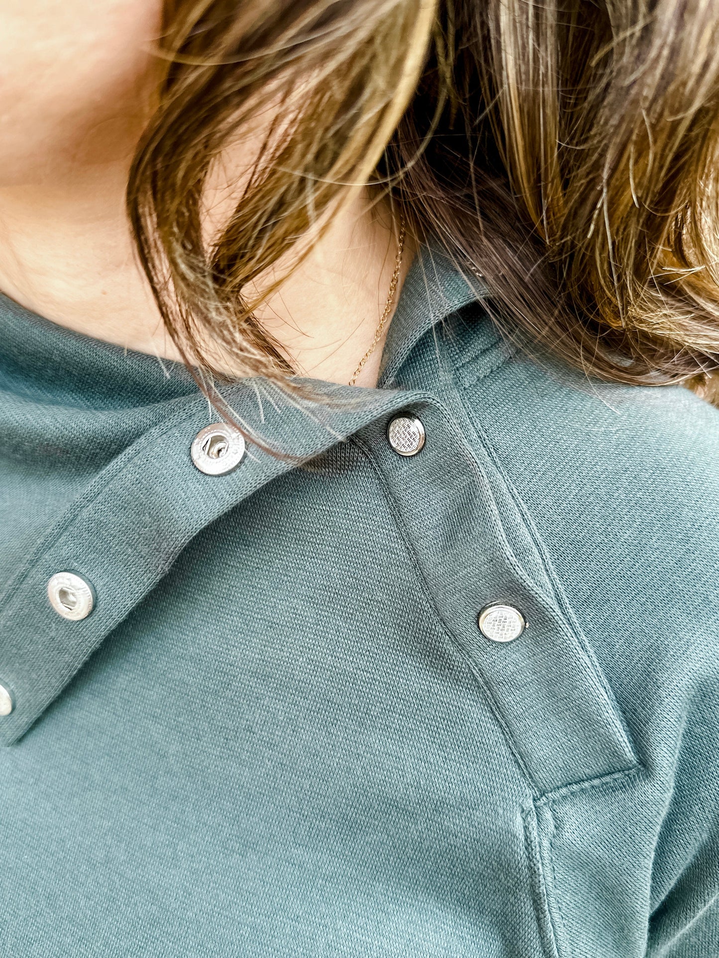 Fold Over Snap Mock Neck