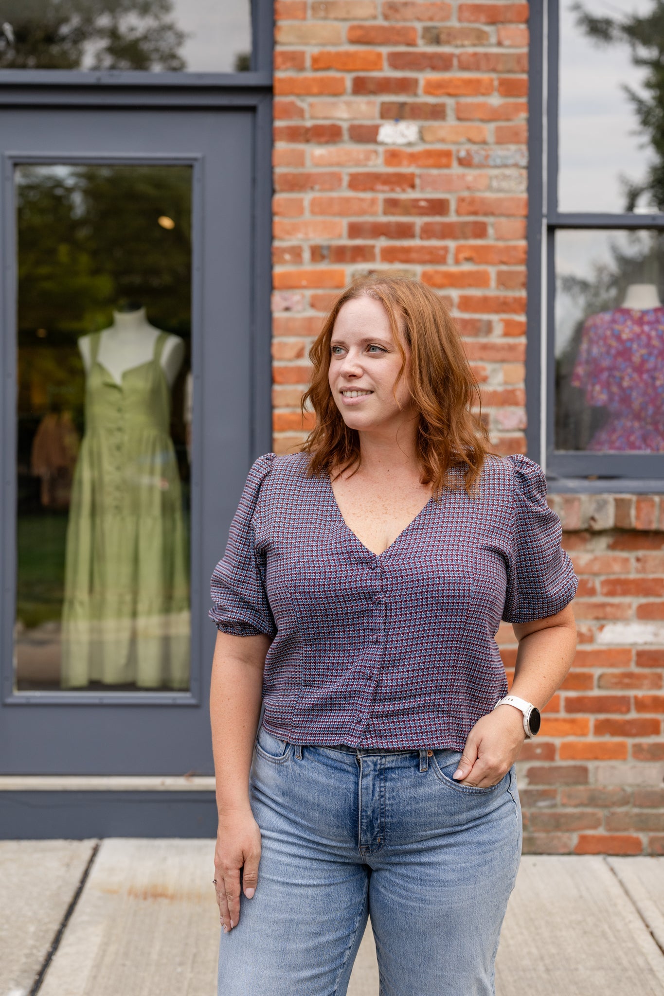 Button Front V-Neck Shirt
