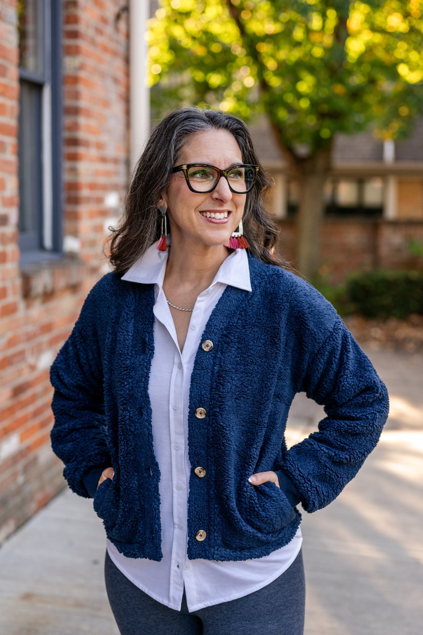 Sherpa Button-Front Cardigan