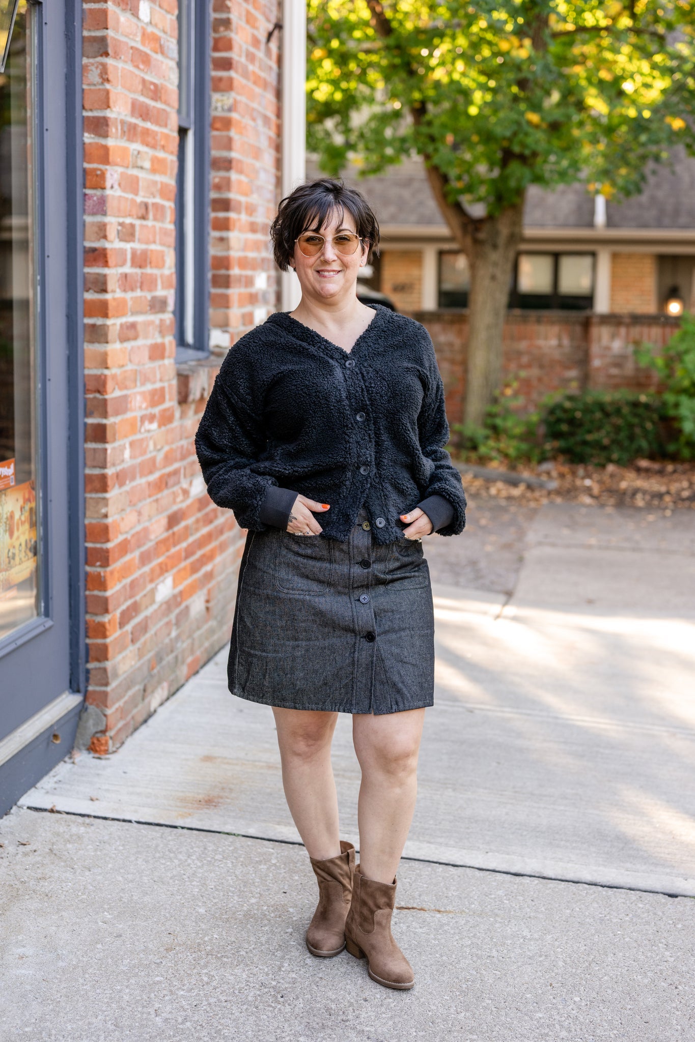 Sherpa Button-Front Cardigan