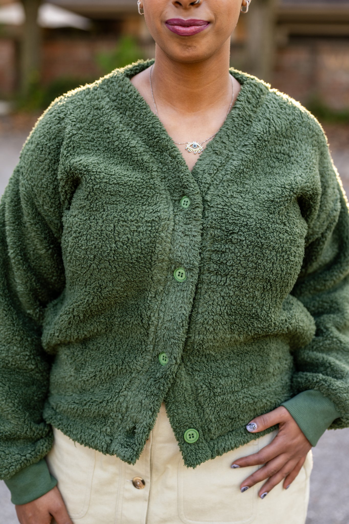 Sherpa Button-Front Cardigan