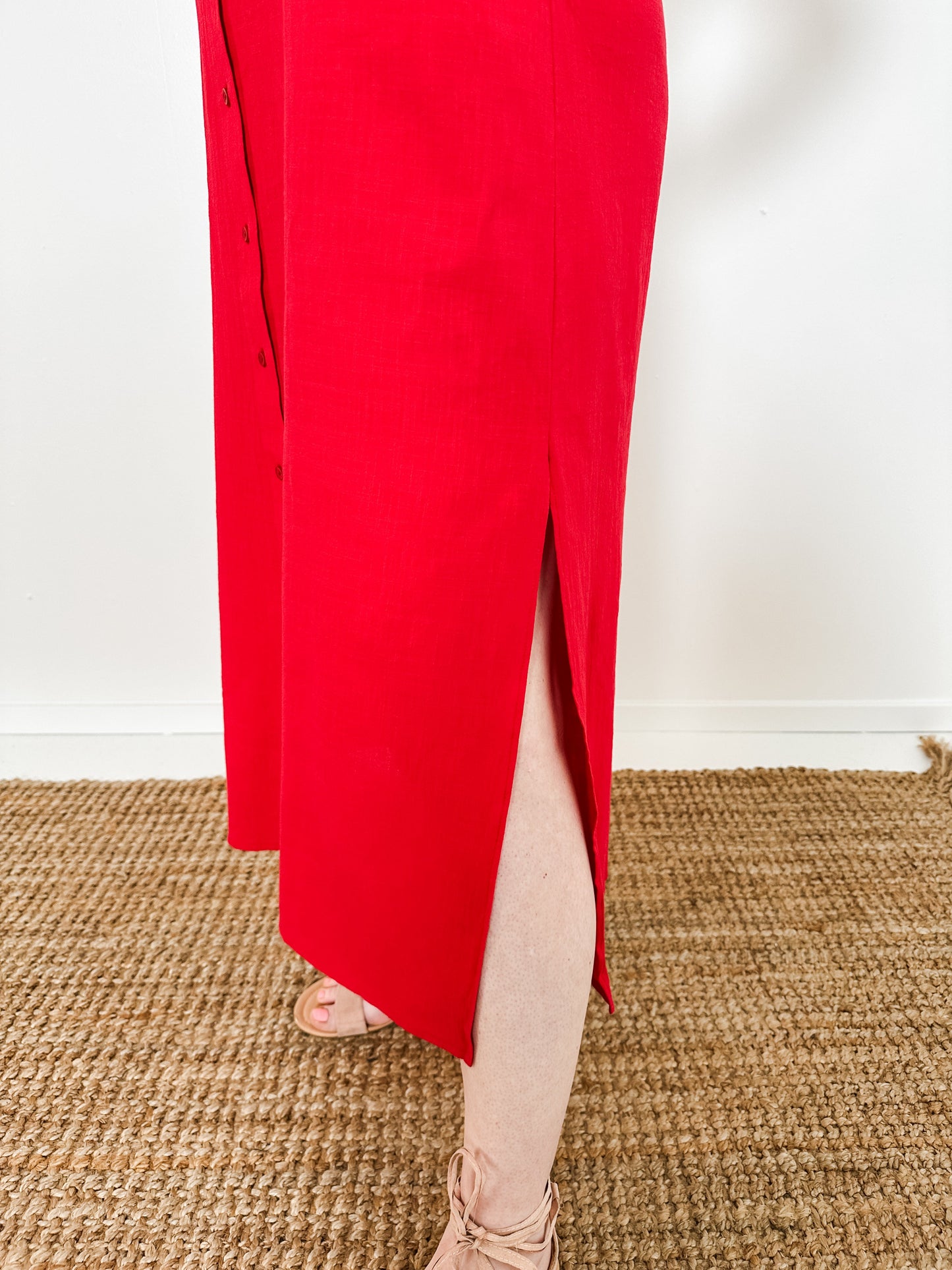 Sleeveless Button-Up Linen Dress