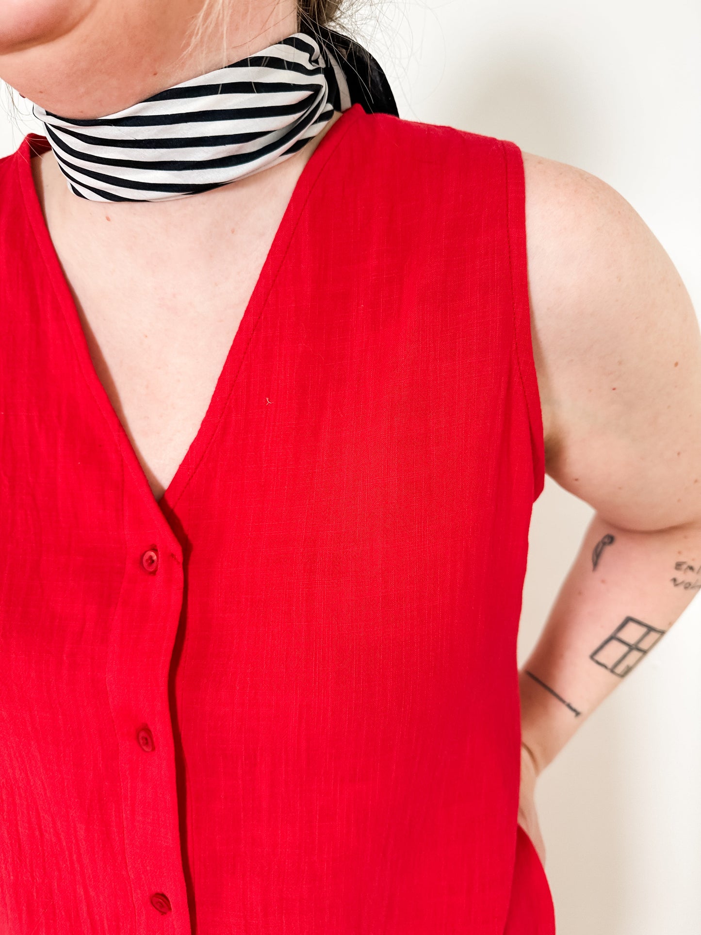 Sleeveless Button-Up Linen Dress