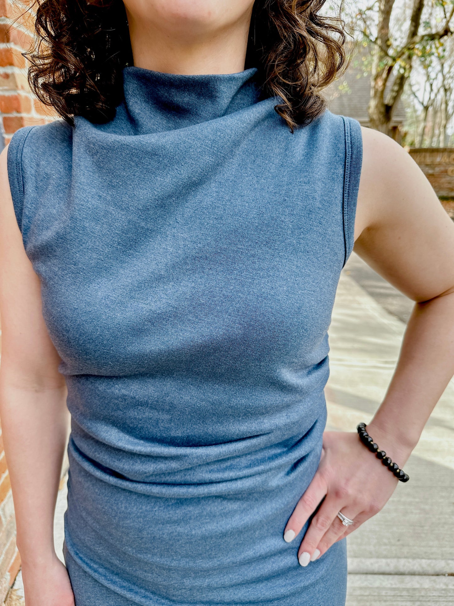 Soho Mock-Cowl Ruched Dress