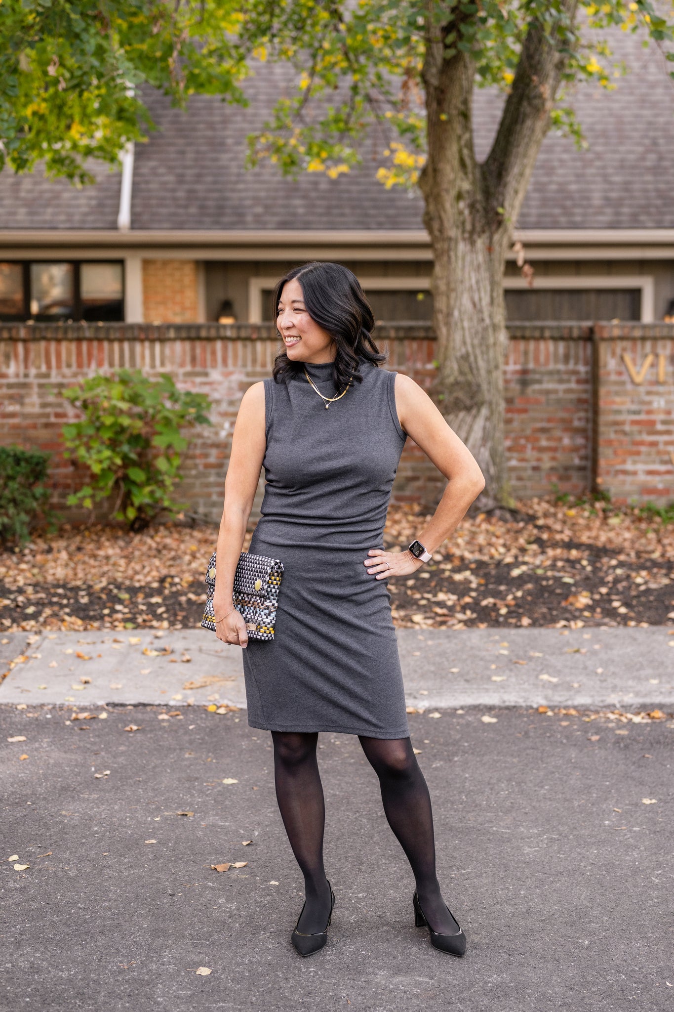 Soho Mock-Cowl Ruched Dress