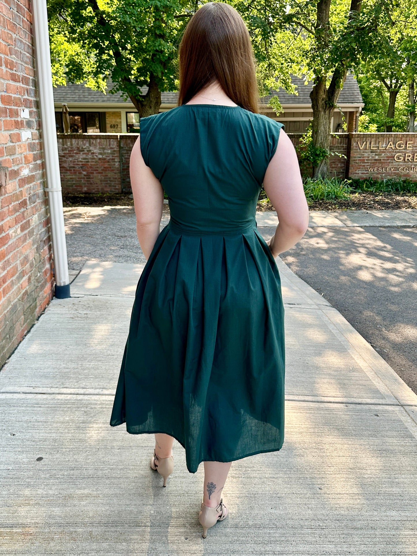 Jewel Button-Front Midi Dress