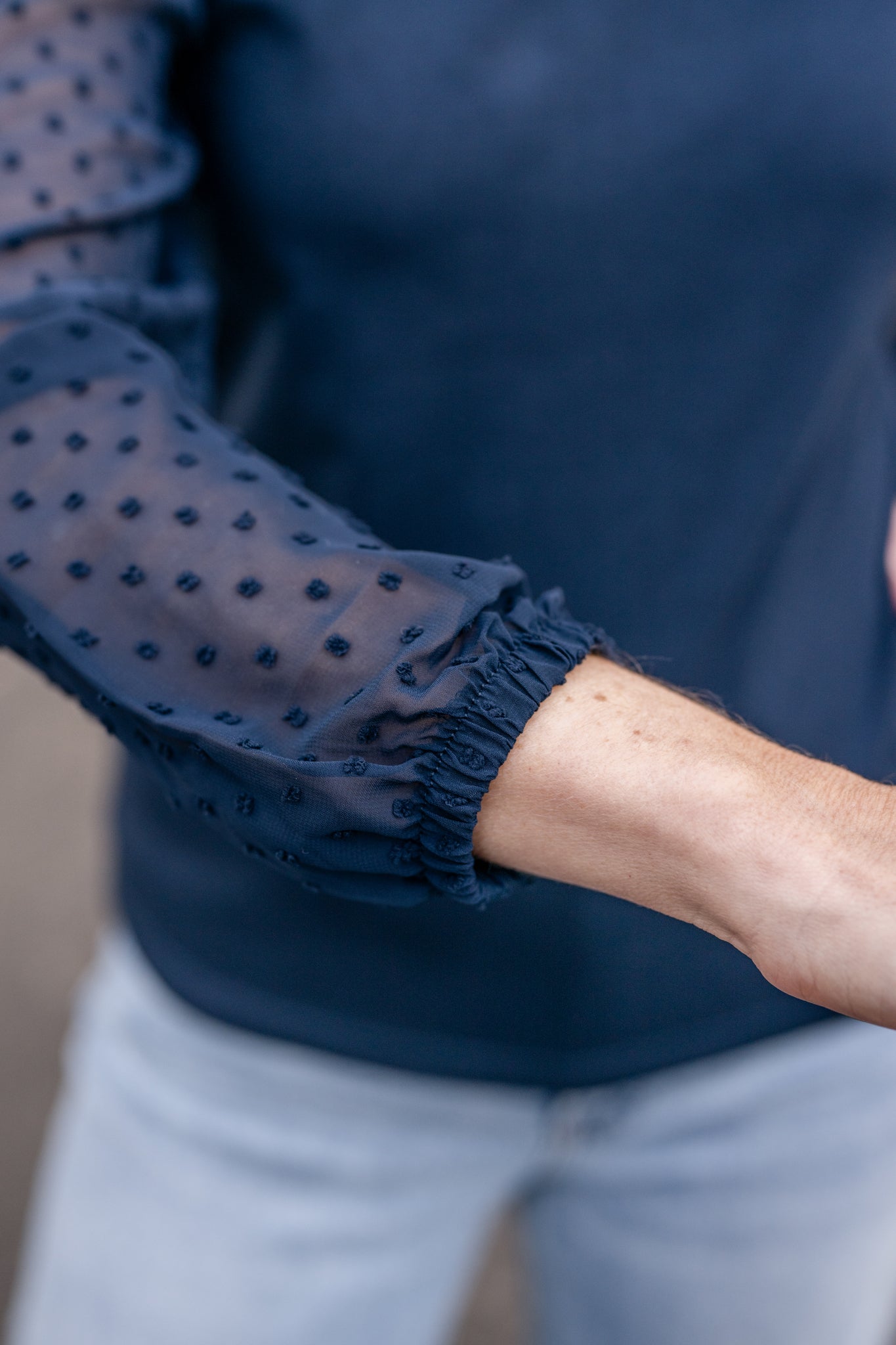 Sheer Swiss Dot Sleeve Top