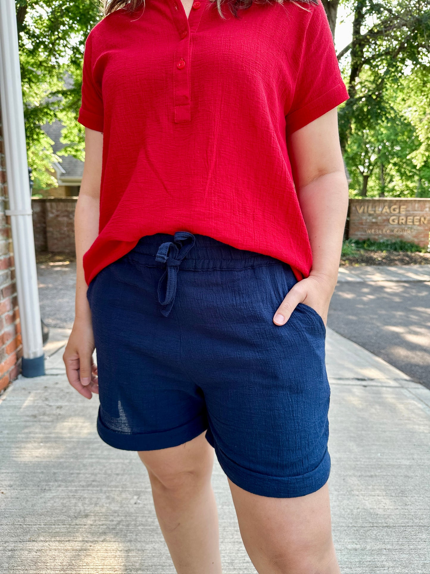 Crinkle Cotton Gauze Pull-On Short
