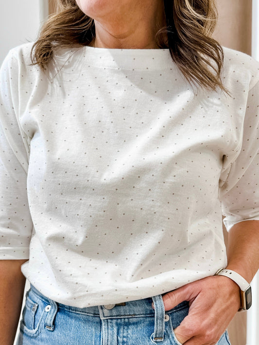 Boat Neck Dot Top