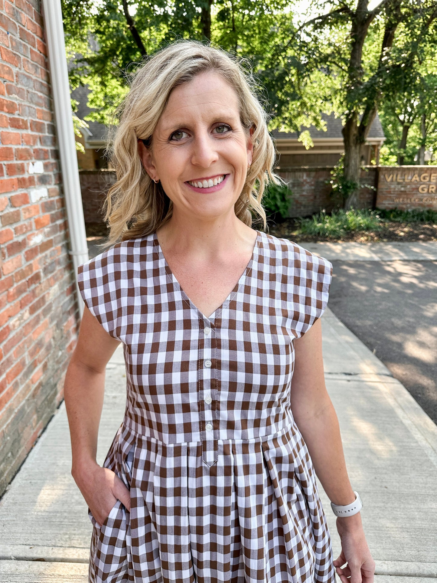 Jewel Button-Front Midi Dress