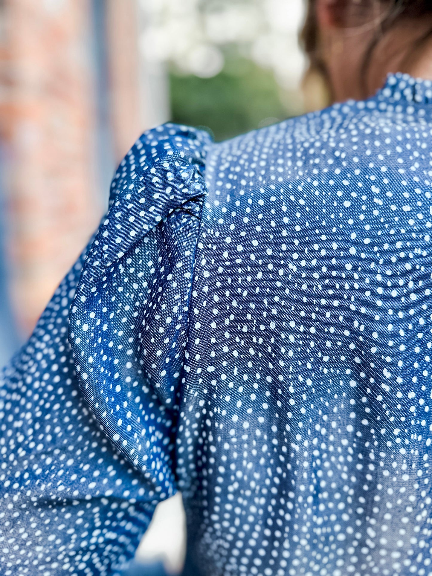 Pull-Over Blouse with Pleated Crew Neckline