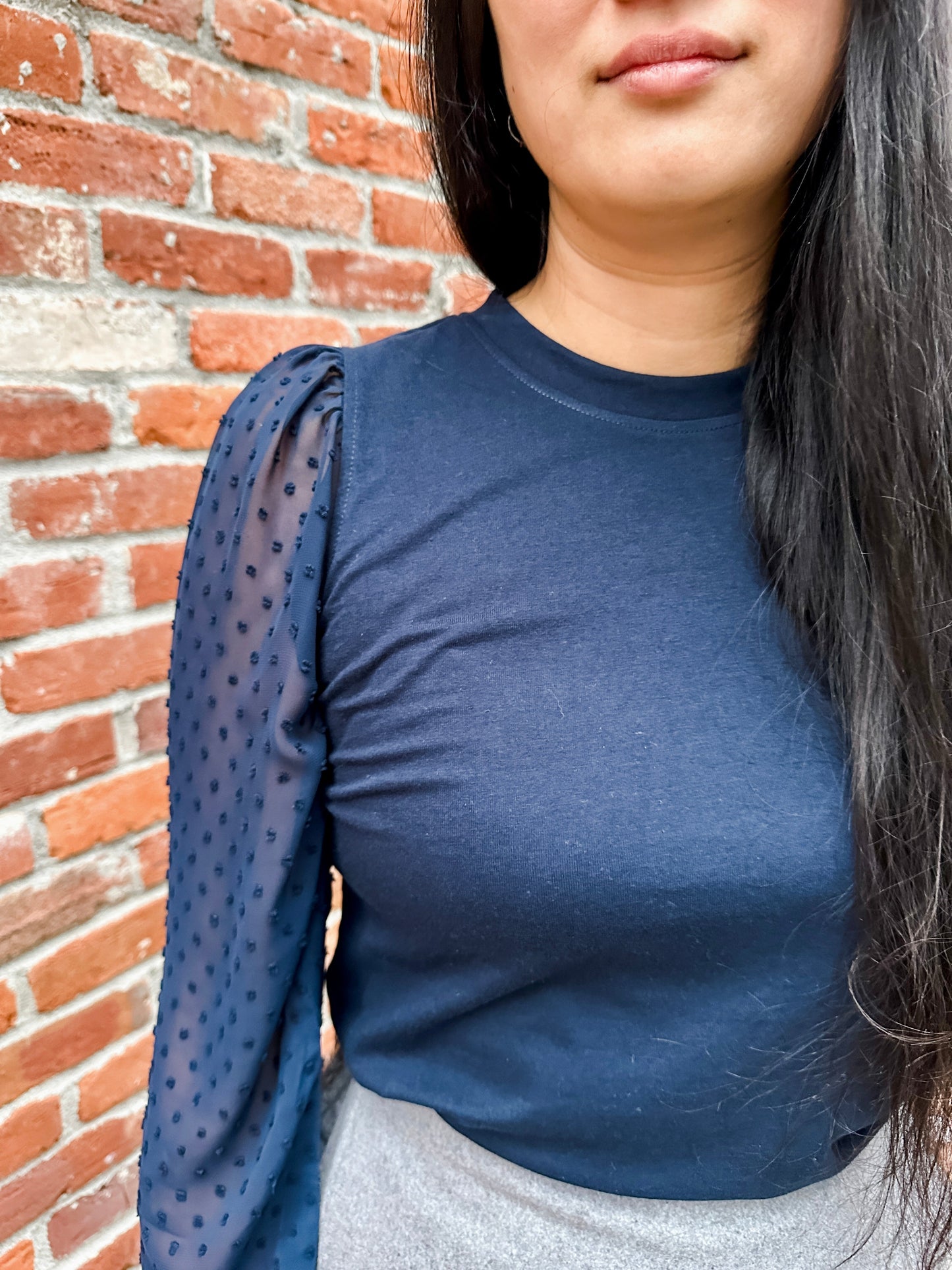 Sheer Swiss Dot Sleeve Top