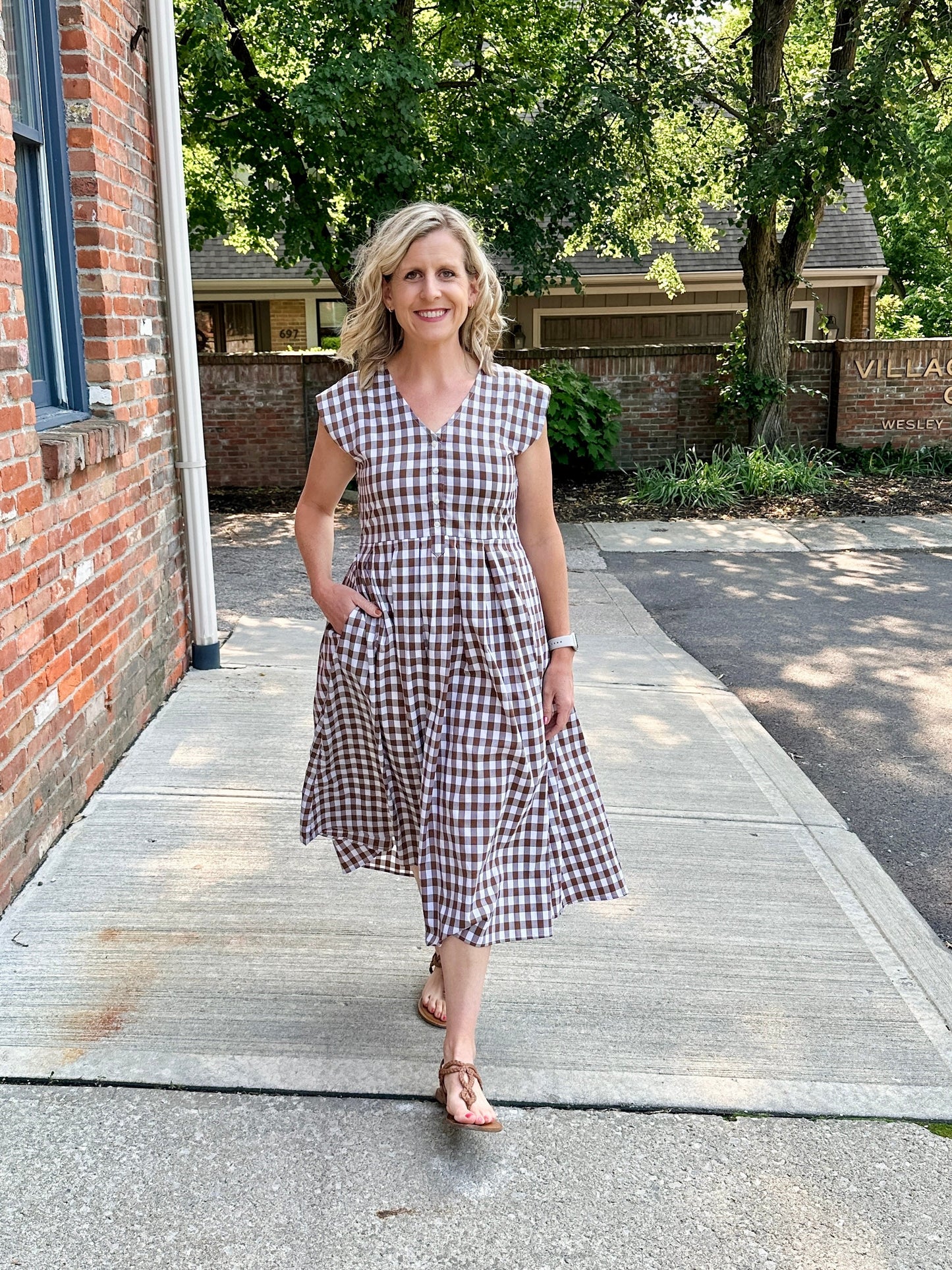 Jewel Button-Front Midi Dress