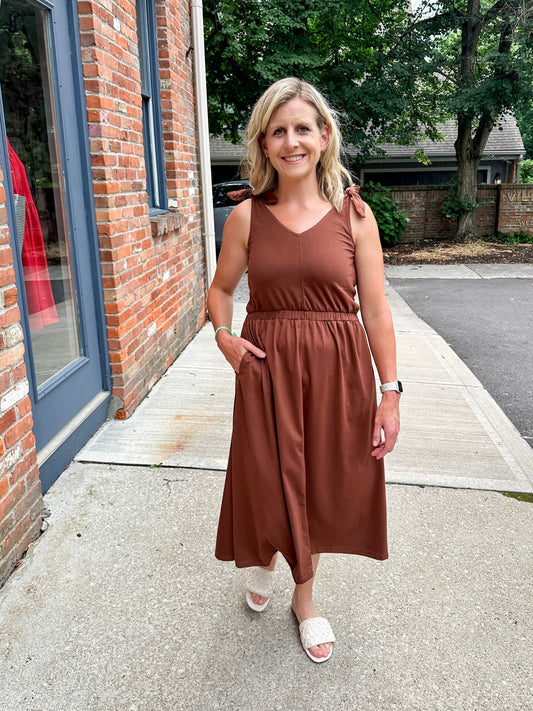 Shoulder Tie knit dress