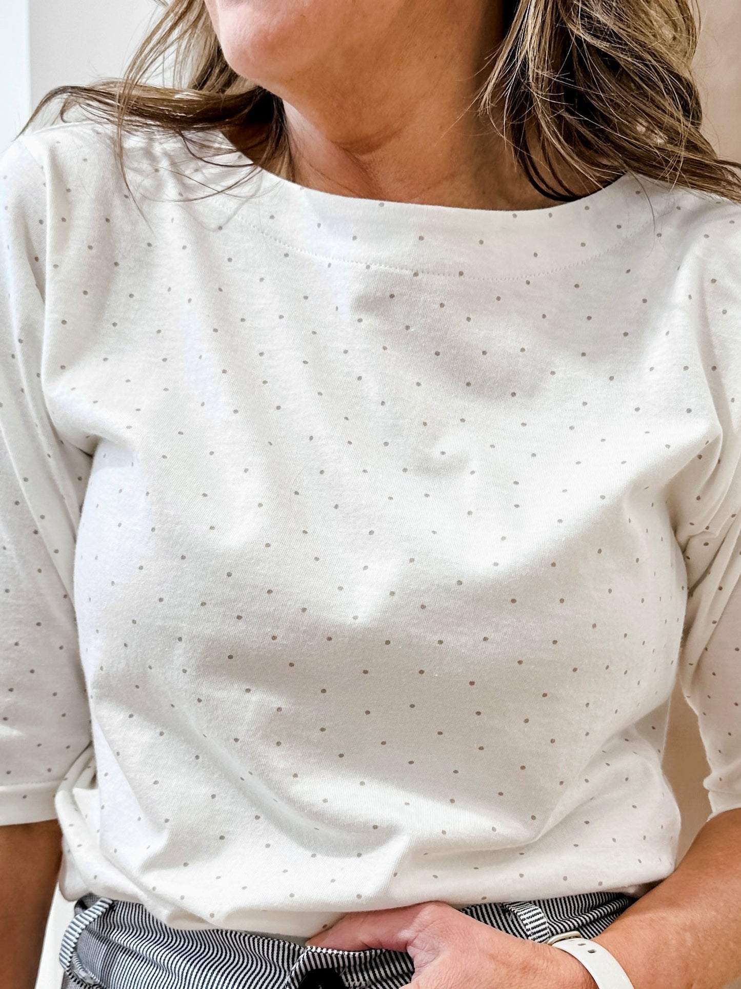 Boat Neck Dot Top