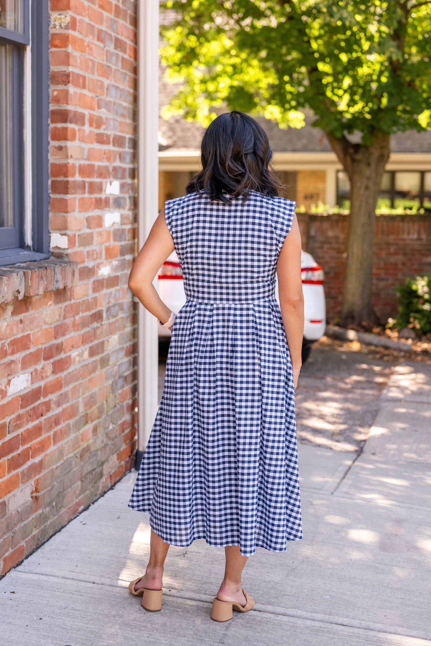 Jewel Button-Front Midi Dress