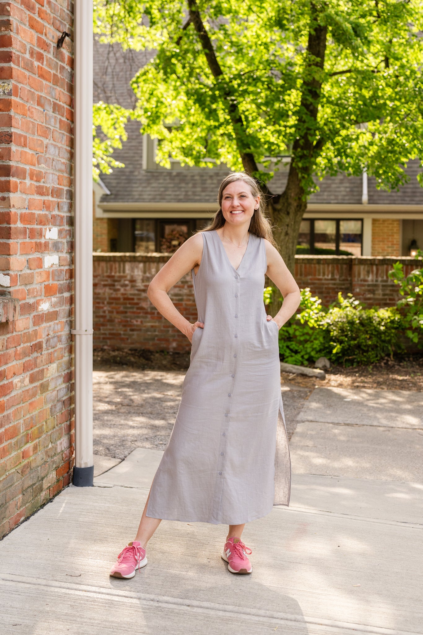 Sleeveless Button-Up Linen Dress