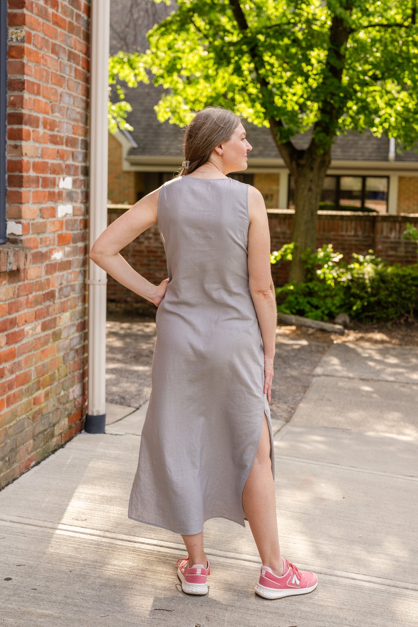 Sleeveless Button-Up Linen Dress