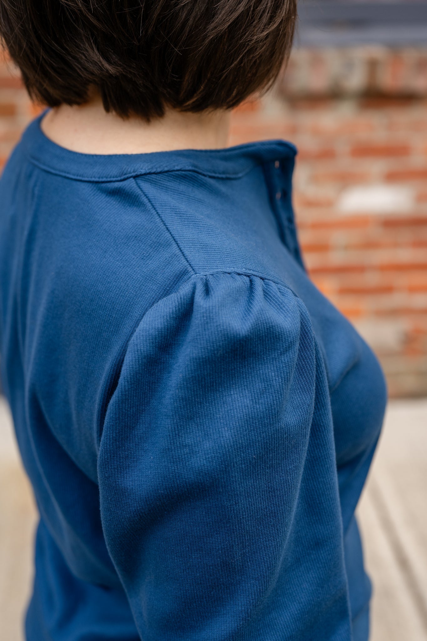 Rib Puff Sleeve Henley Top