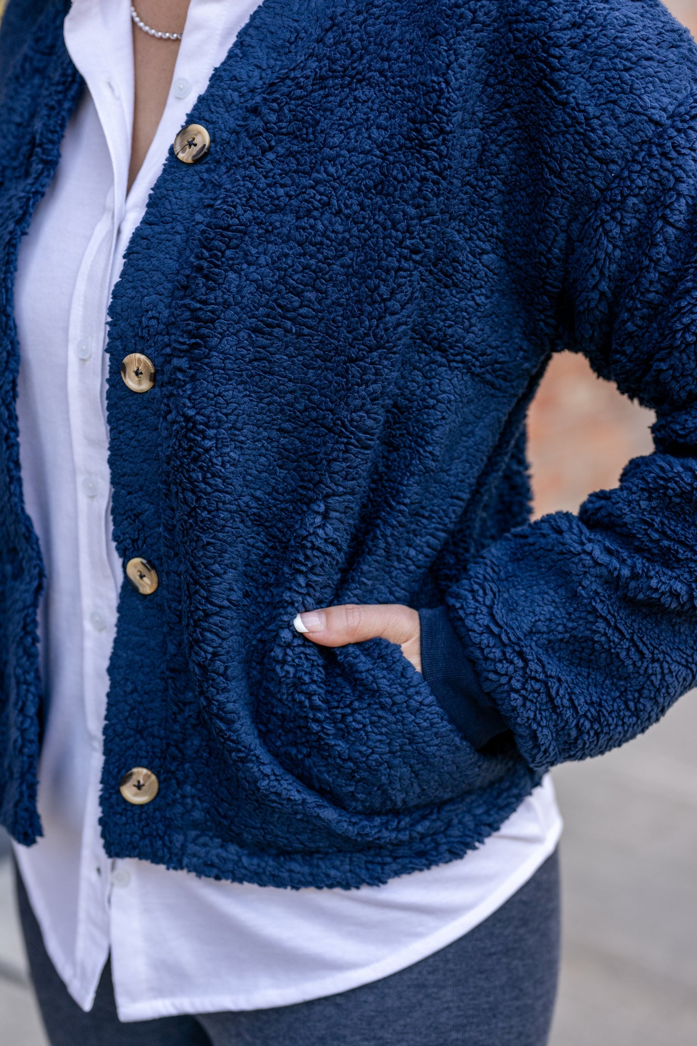 Sherpa Button-Front Cardigan