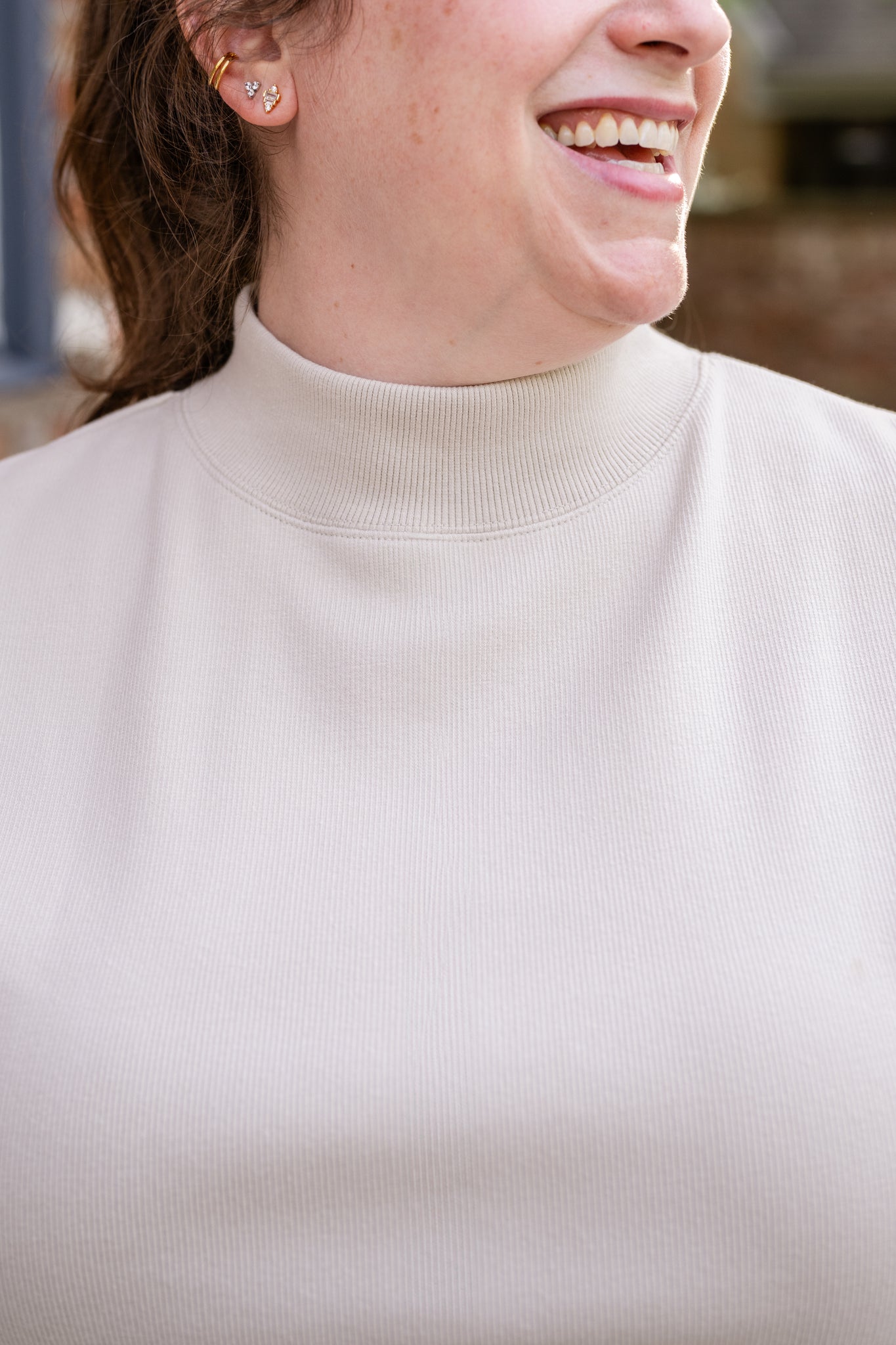 Sleeveless Tapered Mock Neck