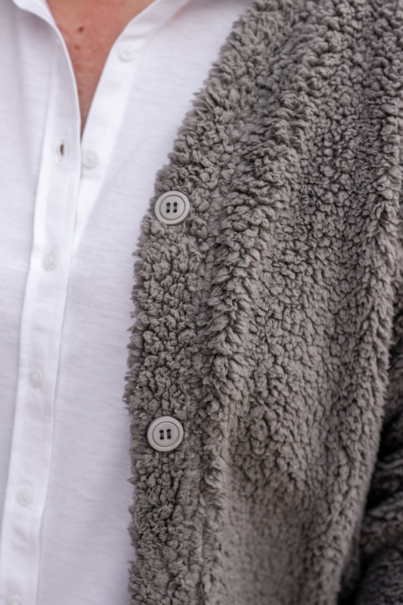 Sherpa Button-Front Cardigan