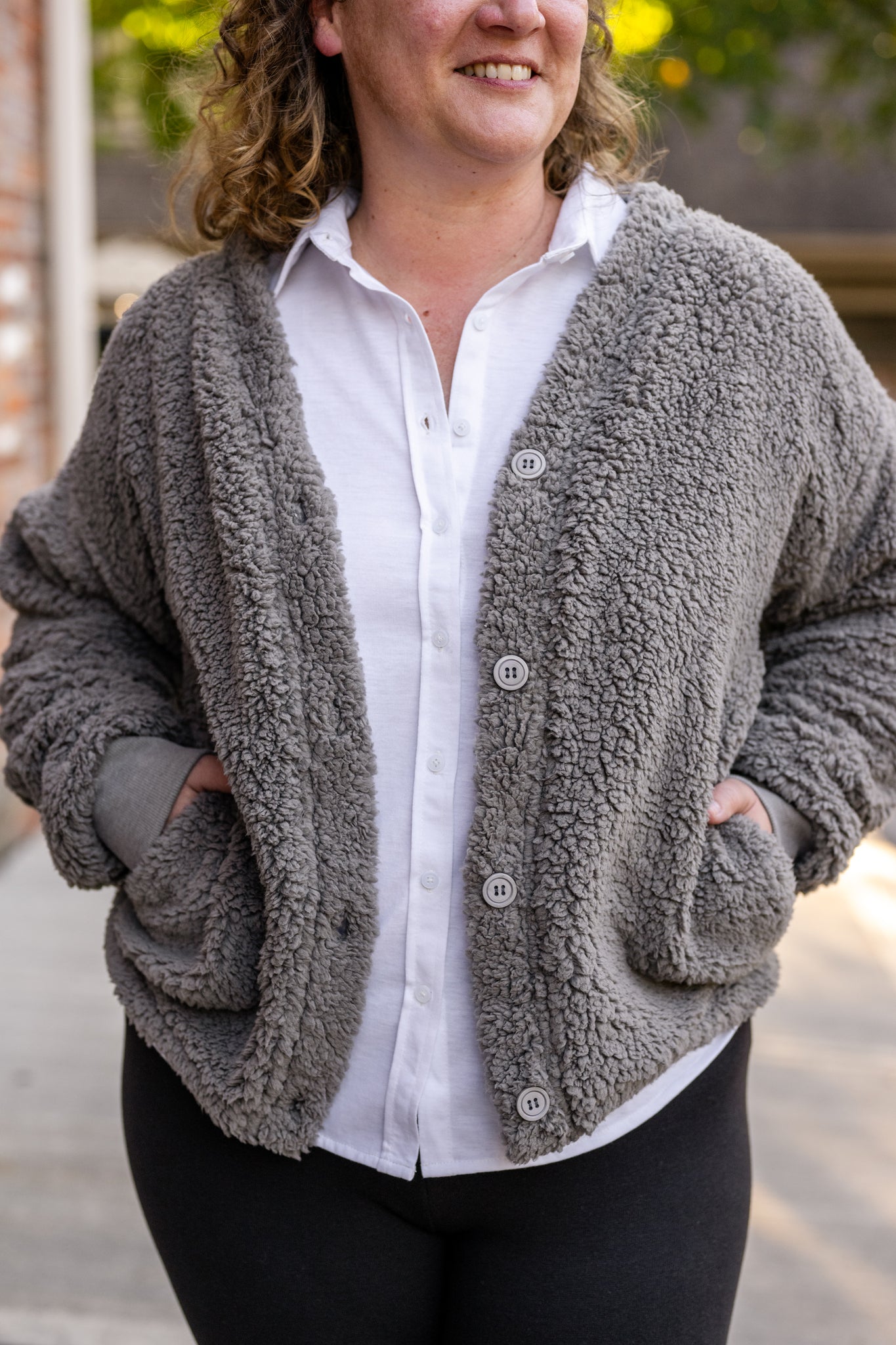 Sherpa Button-Front Cardigan