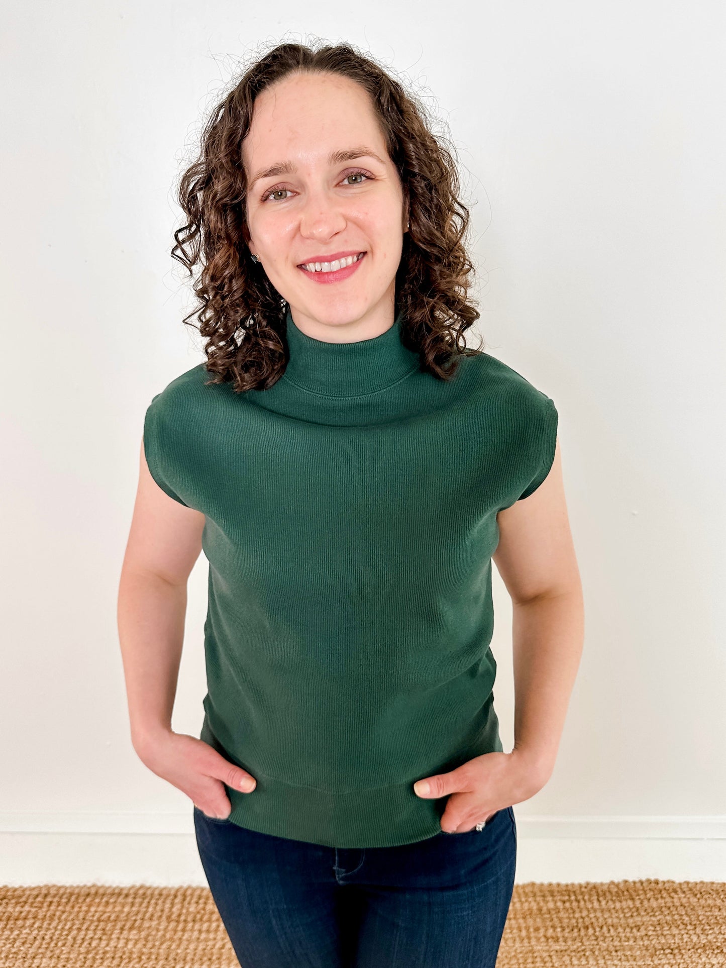 Sleeveless Tapered Mock Neck