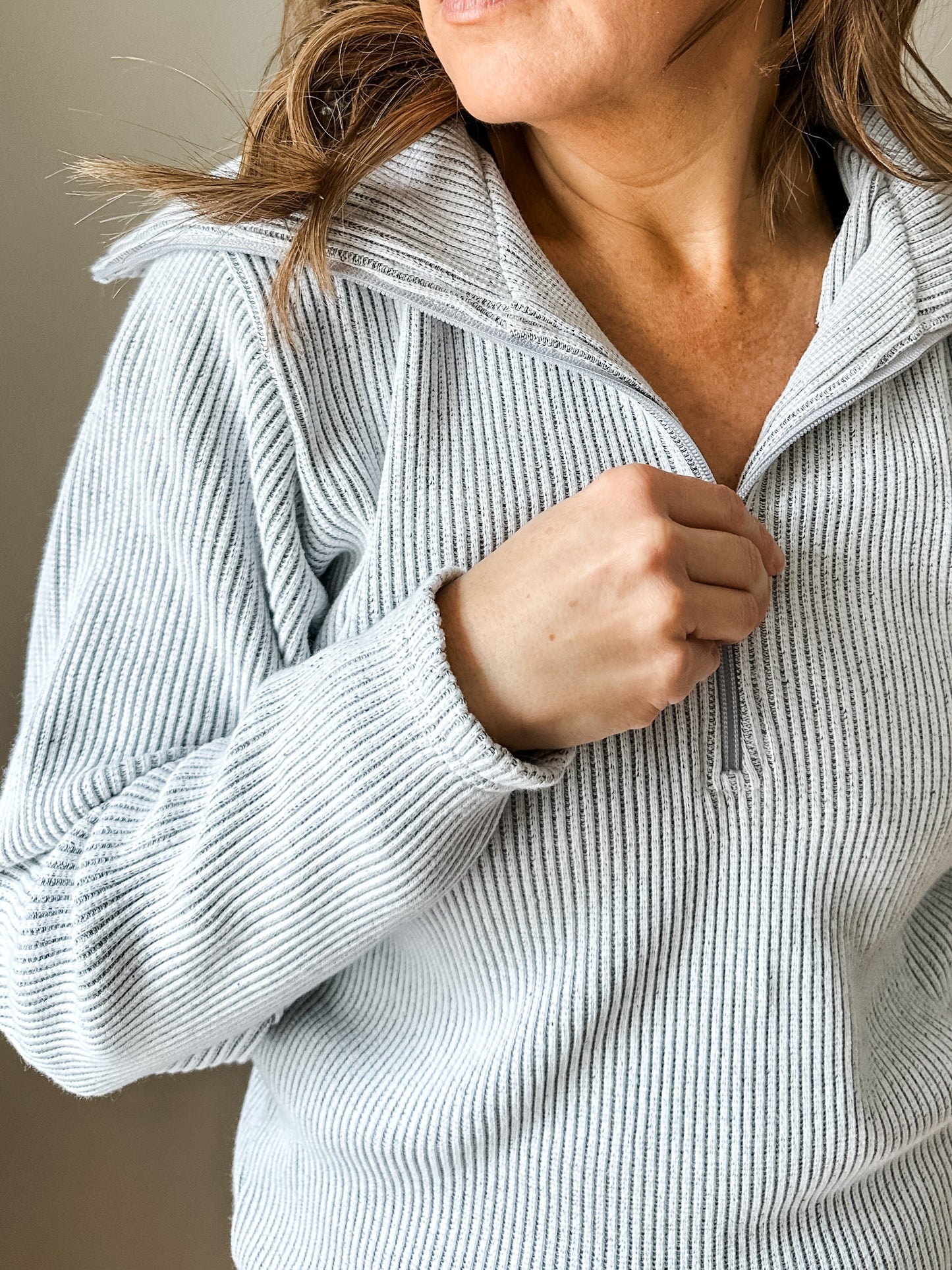 Ribbed Half-Zip Pullover