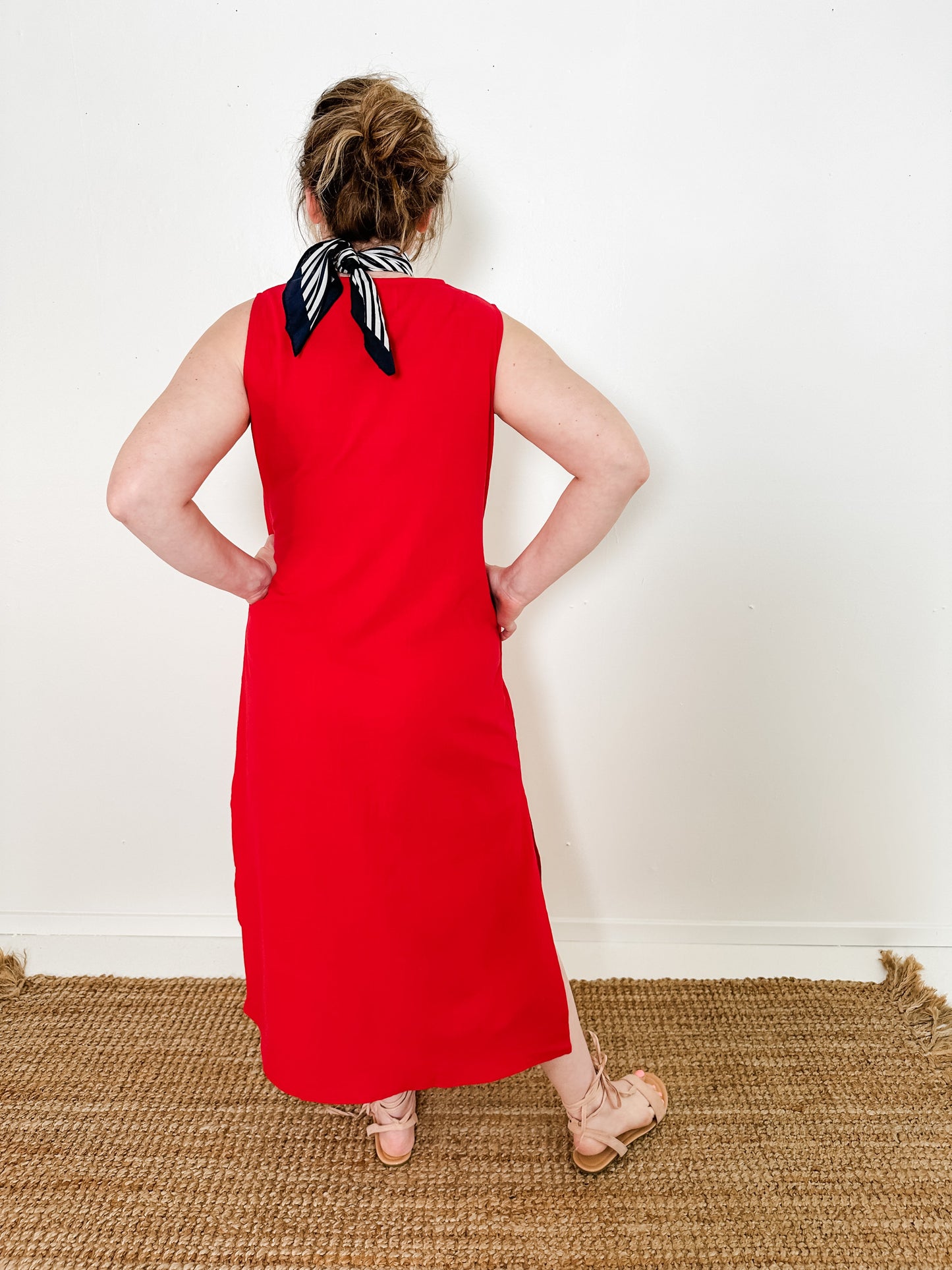 Sleeveless Button-Up Linen Dress