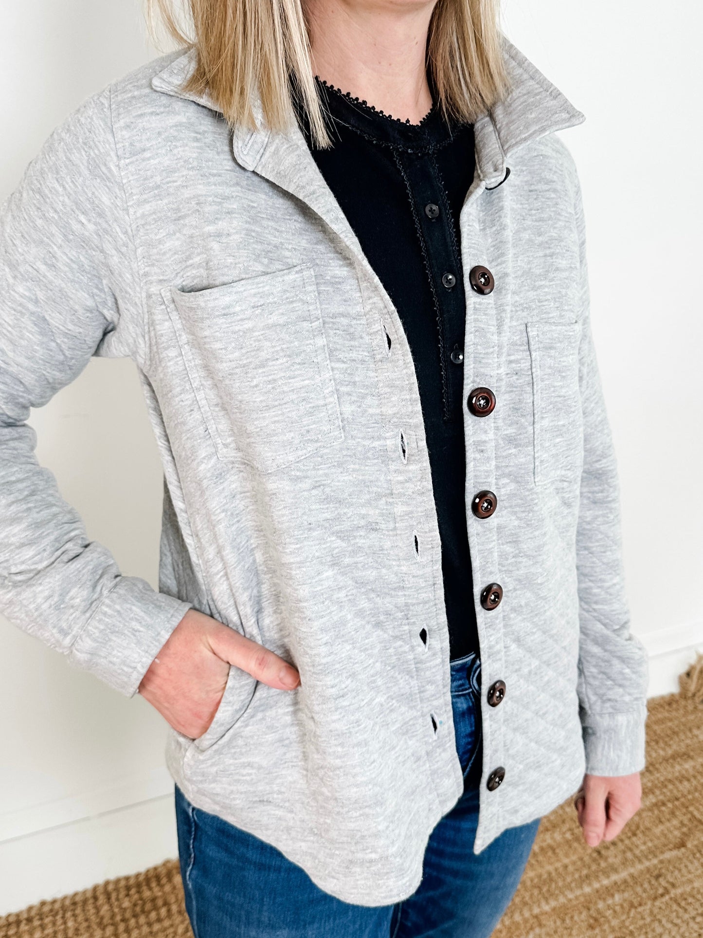 Quilted Button-Front Jacket